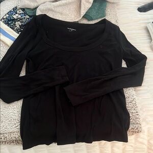 Old Navy Black Fitted Long Sleeve Blouse